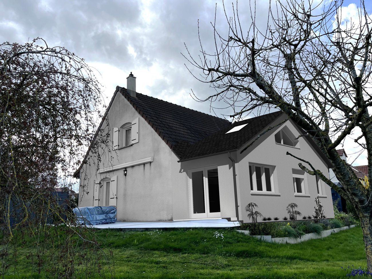 Extension de maison insérée en 3D, réalisée par Akom Design