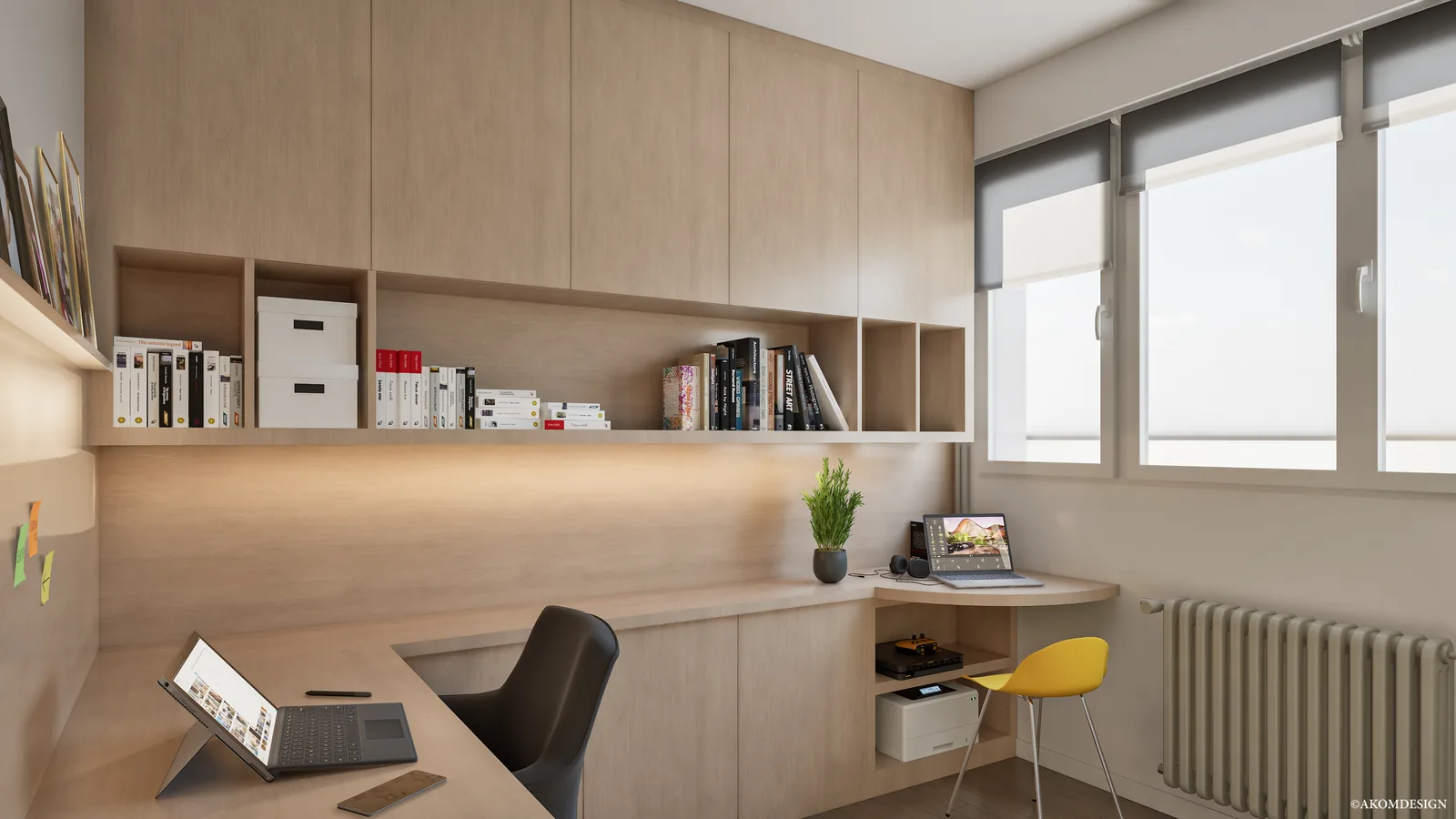 Une menuiserie qui unit les pièces — Bureau sur mesure · Vue 3