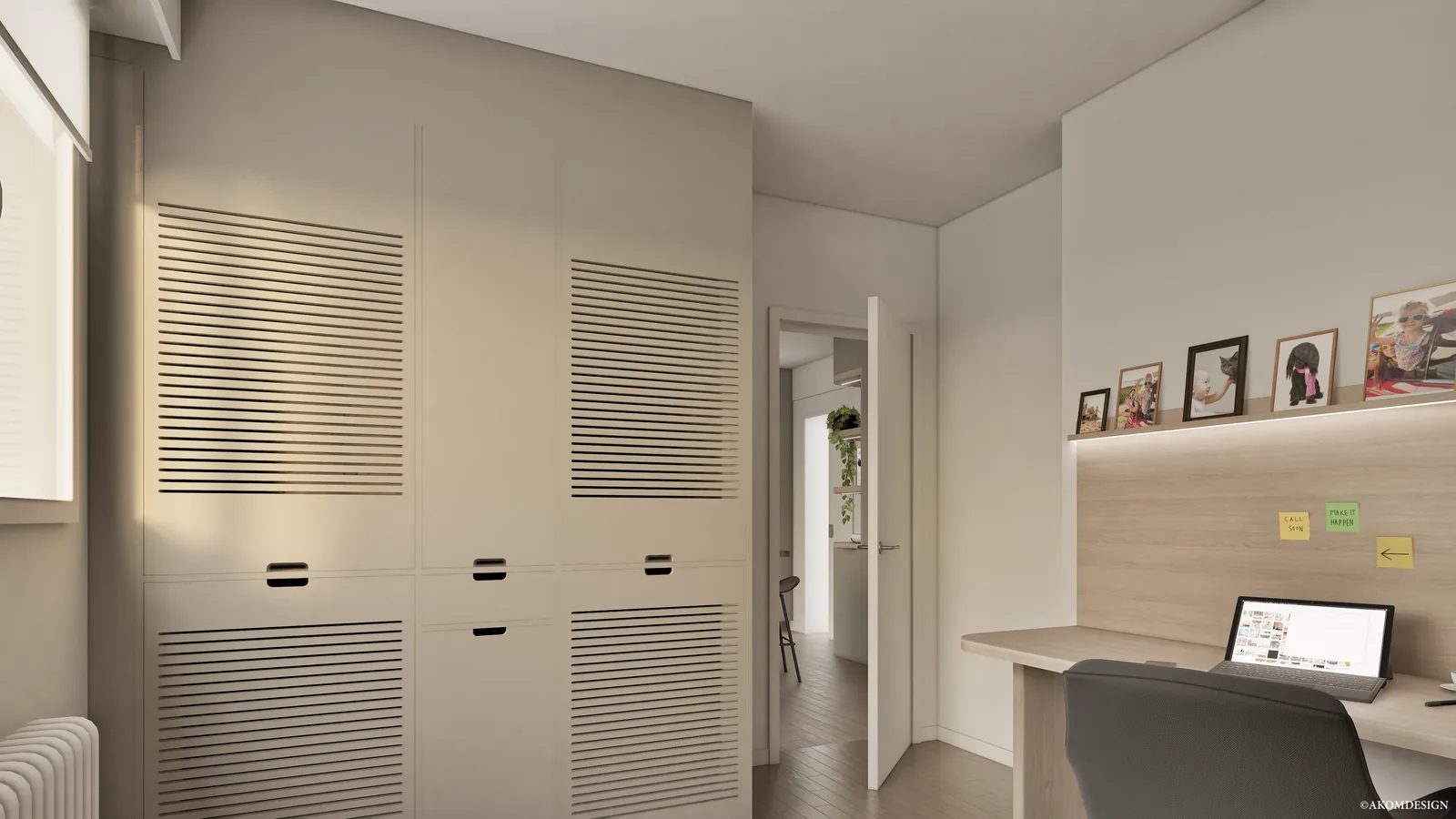 Une menuiserie qui unit les pièces — Dressing & coin bureau · Vue 4