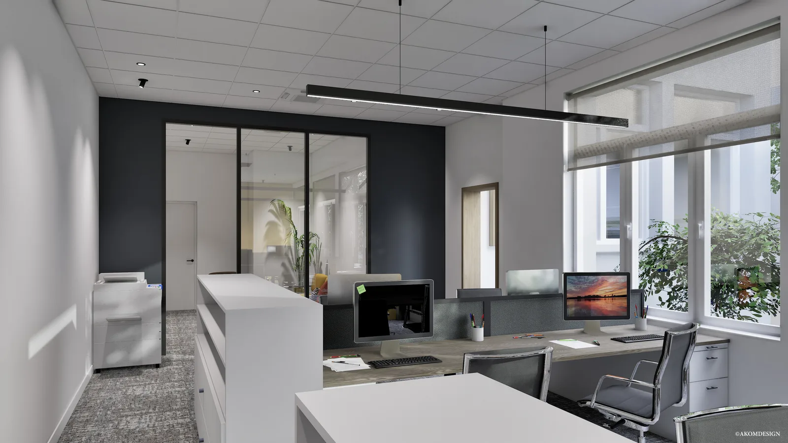 Des bureaux qui accueillent — Bureau, mur bleu marine · Vue 6